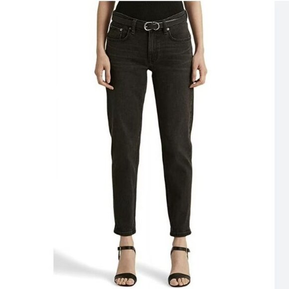 Lauren Ralph Lauren Relaxed Tapered Ankle Jeans Empire Black Wash NWT - Picture 2 of 13